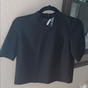 Kensie XS High Neck Black Crop Blouse
